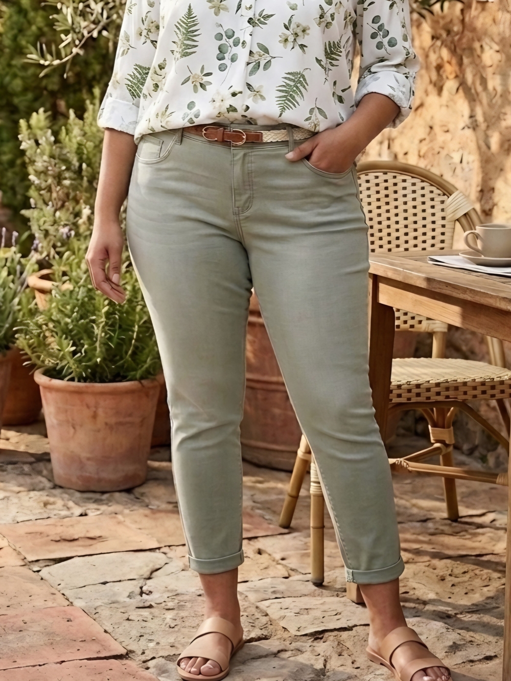 Jessica Simpson Cropped Sage Green Stretch Jeans